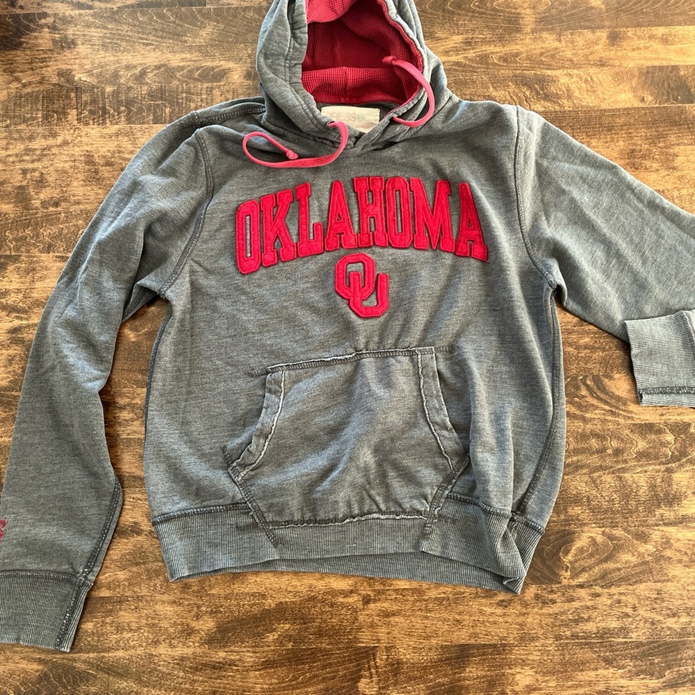 Pressbox Gray and Red Oklahoma university Hoodie